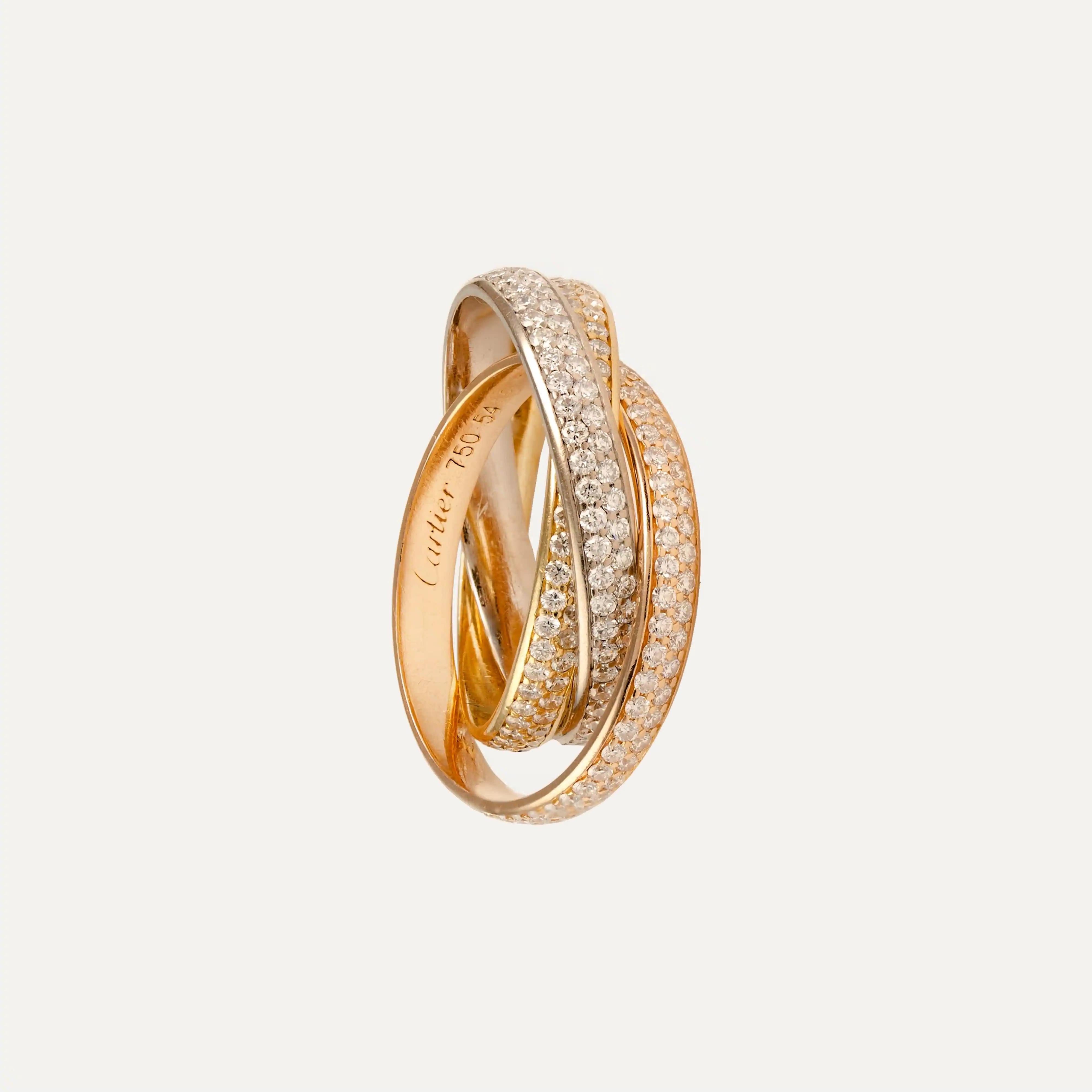 Cartier Trinity Gold Ring, with Diamonds For Sale 1