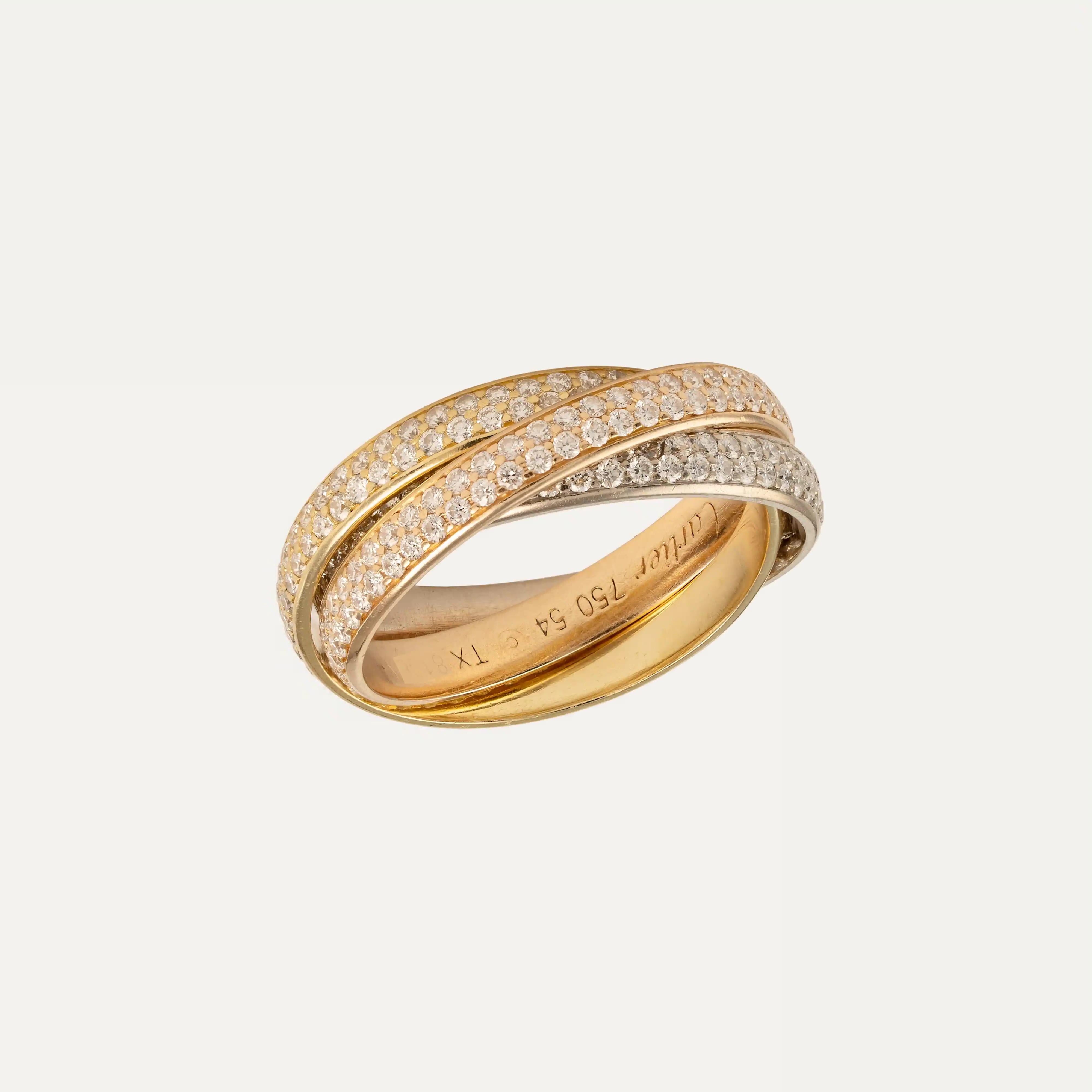 Cartier Trinity Gold Ring, with Diamonds For Sale 2
