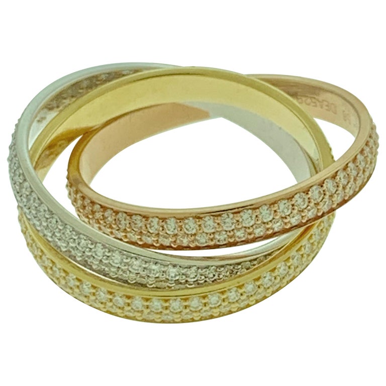 Trinity Rings, Small Model White Gold, Yellow Gold, Pink Gold, Diamonds ...
