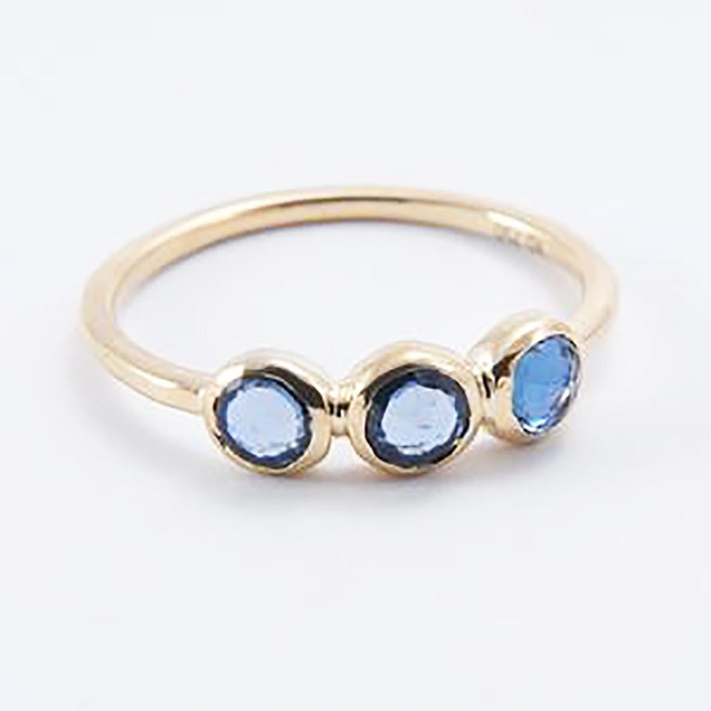Round Cut Trinity Rose Cut Sapphire Band For Sale