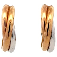 Trinity Style 14 Karat White Yellow Rose Gold Half Hoop Leverback Earrings