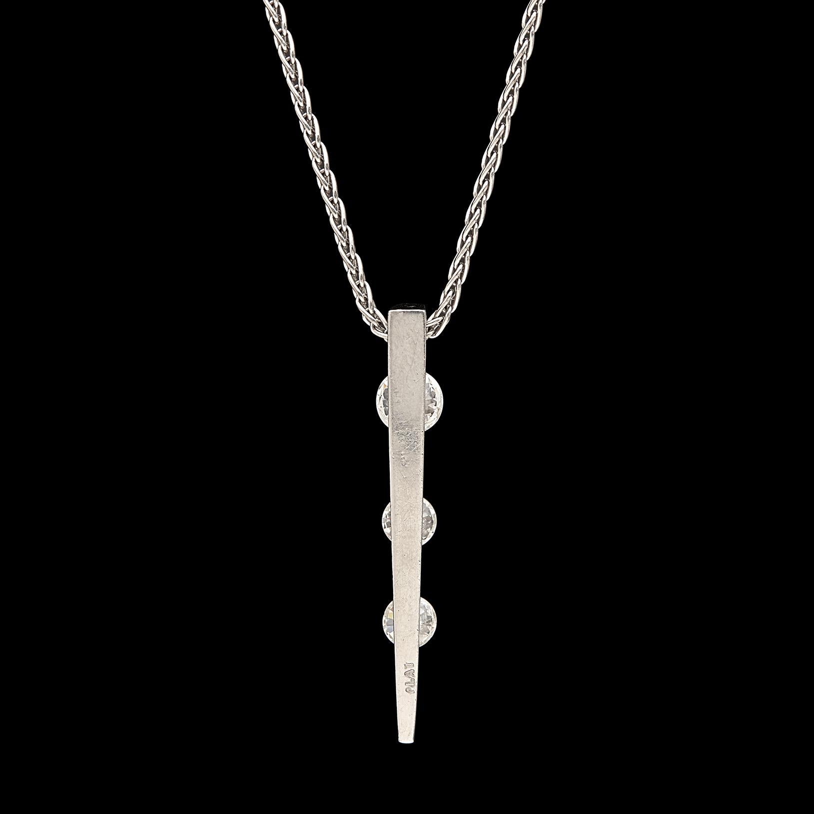 Round Cut Trinity Three-Diamond White Gold Pendant Necklace