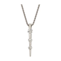 Trinity Three-Diamond White Gold Pendant Necklace