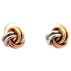 Dreifarbige Trinity-Ohrringe aus 14 Karat Gold 