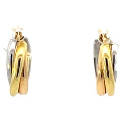 Trinity Three Toned Small Hoop Earrings 18k Gold and Platinum