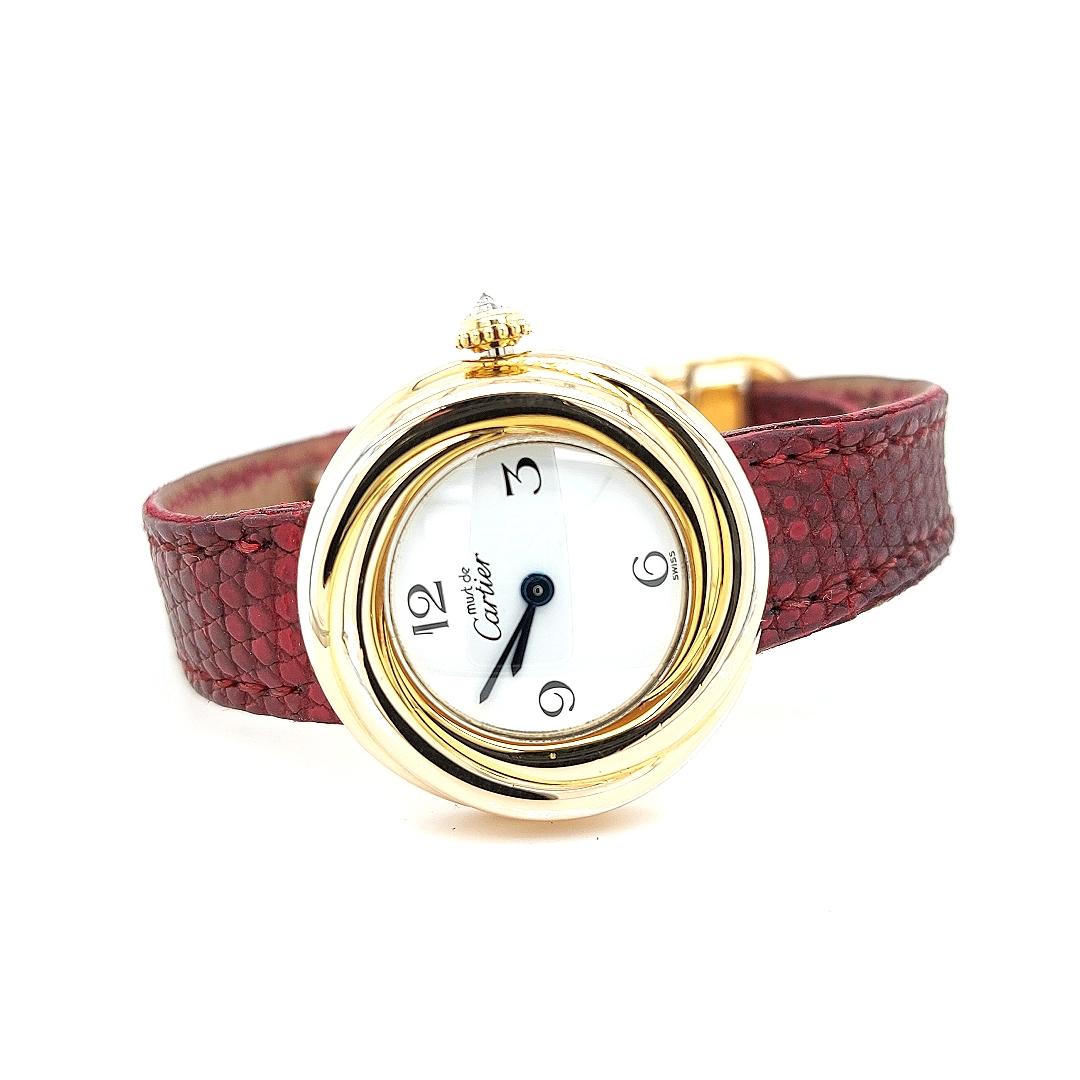 Trinity Tri Color Must Cartier Vermeil Watch with Diamond Crown at ...