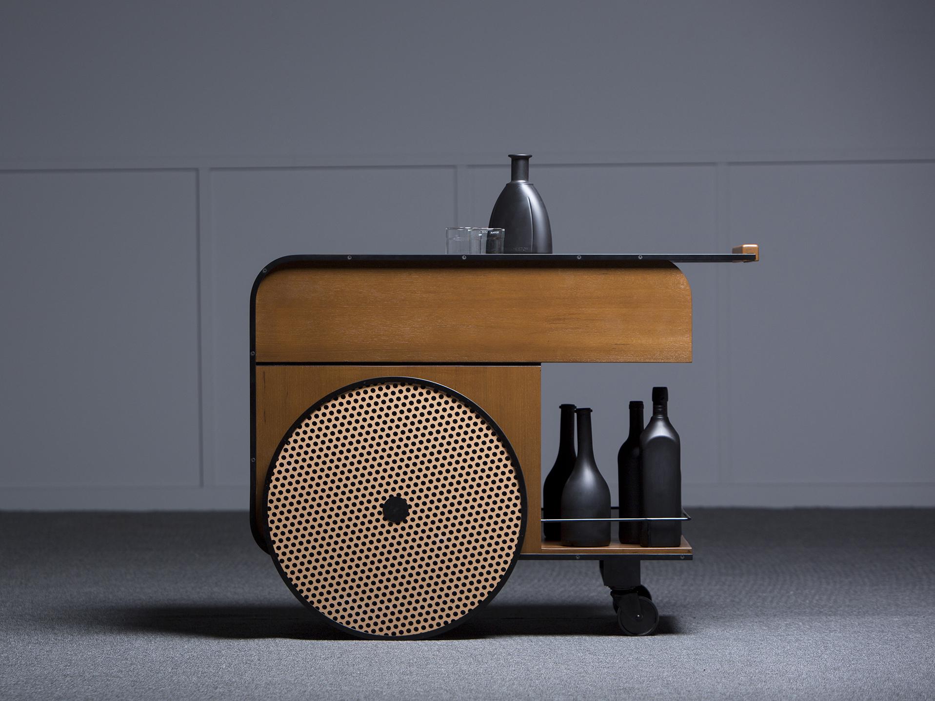 Postmoderne Chariot de bar en teck Trink de Kann Design en vente