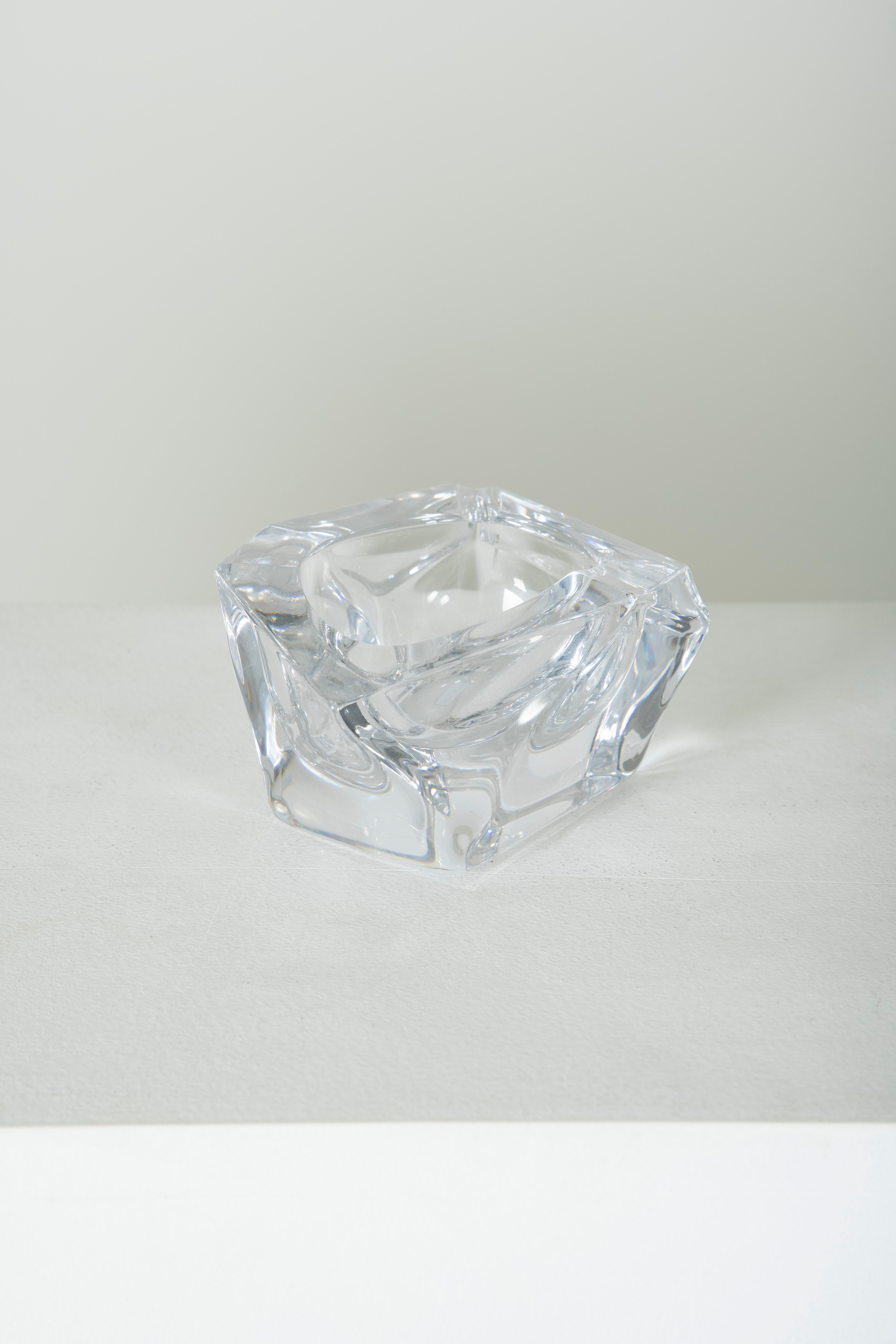French Trinket Bowl Polyhedron Crystal Daum, France