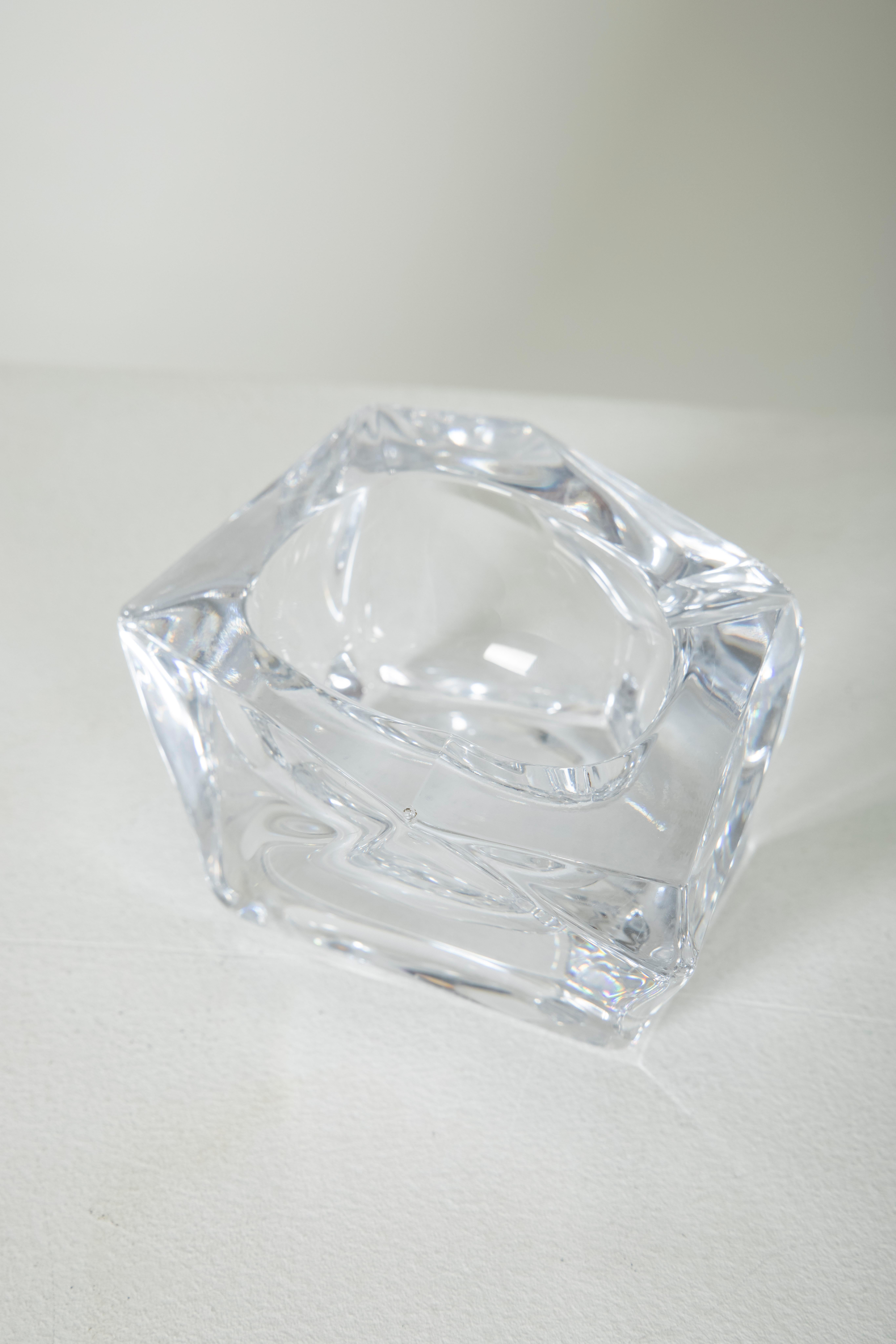 Trinket Bowl Polyhedron Crystal Daum, France 1