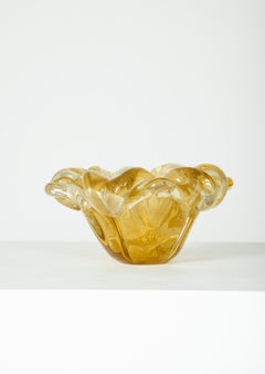 Trinket Bowl Silver Murano De Barovier & Toso Glass, 1950s