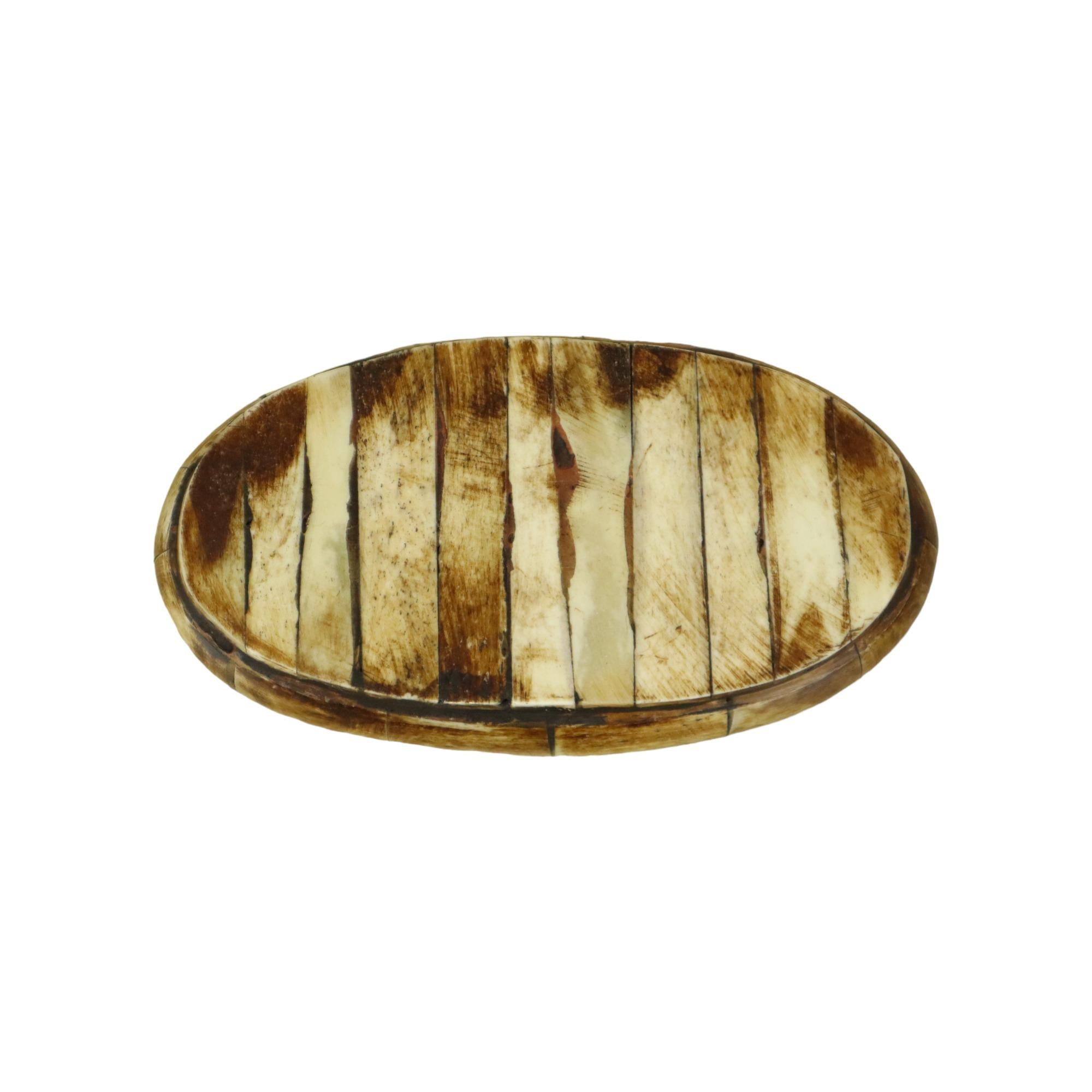 Trinket Box mit Intarsien aus Kamel Knochen lila Samtschmuck 15cm im Angebot 4