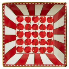 Trinket Tray Cherries Avorio in Porcelain, Made in Italy by La DoubleJ