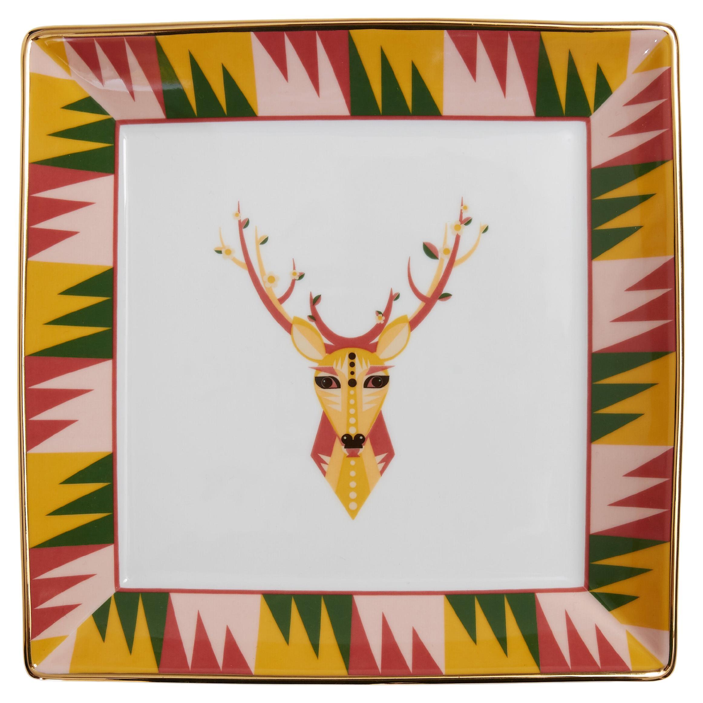 Trinket Tray Deer in Porcelain, Made in Italy by La DoubleJ
