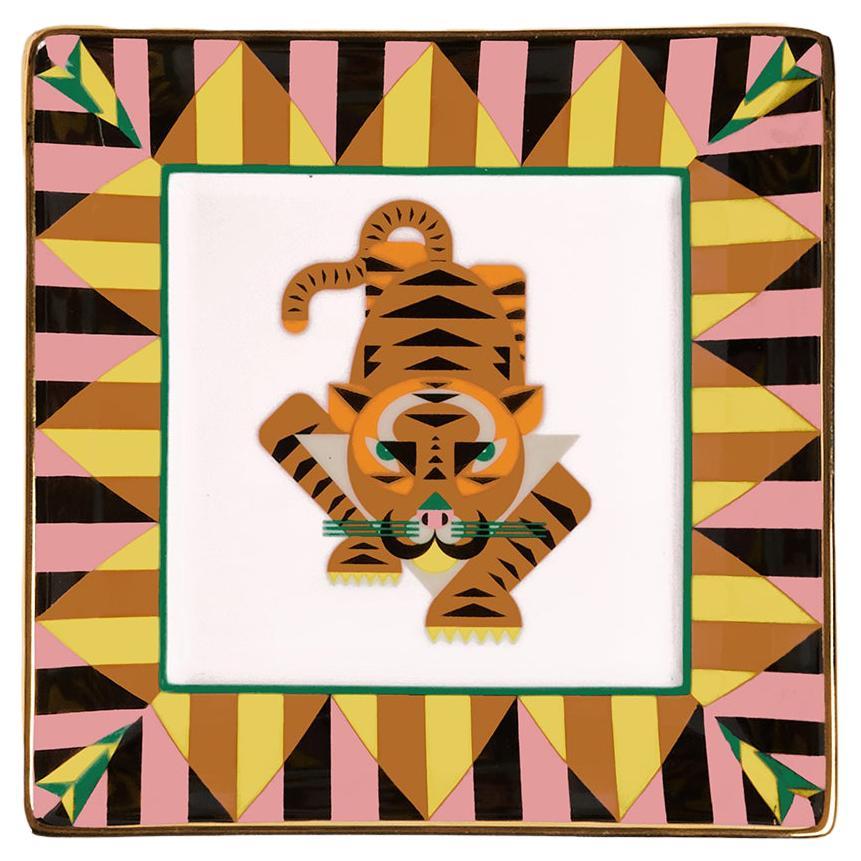 Trinket Tray Tiger in Porcelain, Made in Italy by La DoubleJ