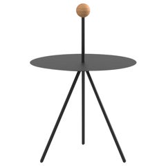 Viccarbe Trino Coffee Table, Black Finish with Oak Handle by Elisa Ossino