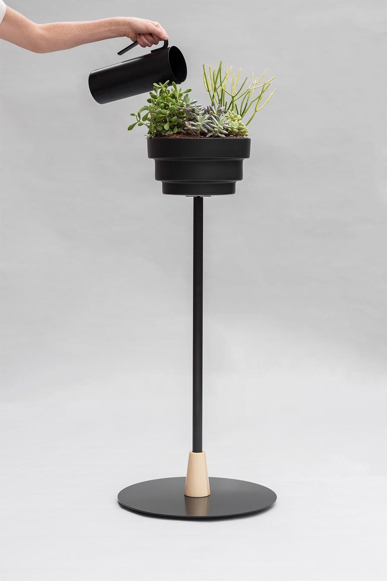 Modern Trinum Medium Pedestal with Ceramic Planters, Contemporary Mexican Design For Sale