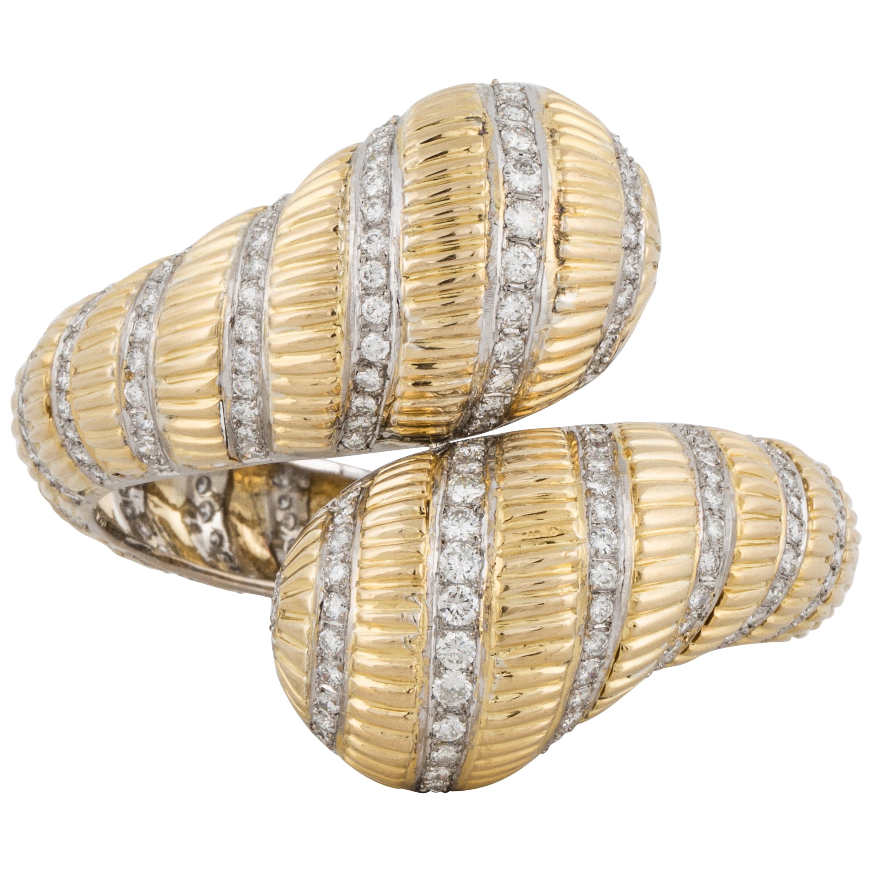 Diamond Gold Bangle Bracelet Hinged with Safety Clasp at 1stDibs gold