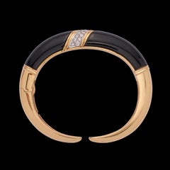 Trio 18k Yellow Gold Onyx & Diamond Cuff Bracelet