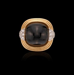 Anello Trio in oro giallo 18k, onice e diamanti