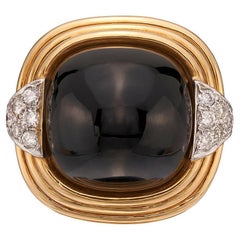 Anello Trio in oro giallo 18k, onice e diamanti