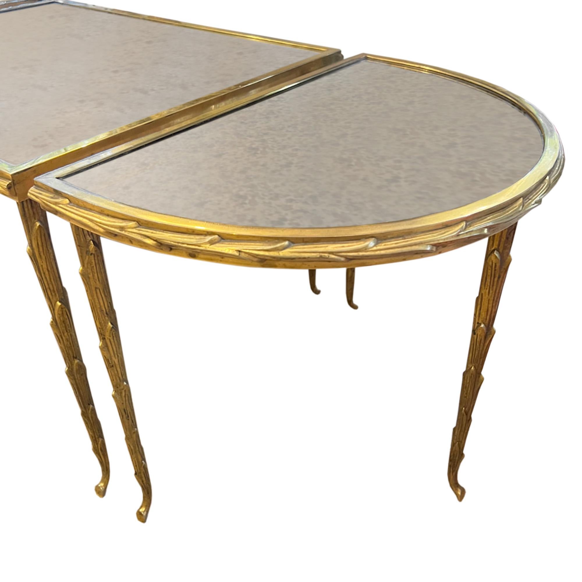 Hand-Crafted Trio 1960s Tables, Coffee Table & 2 Sides Attributed to Maison Baguès