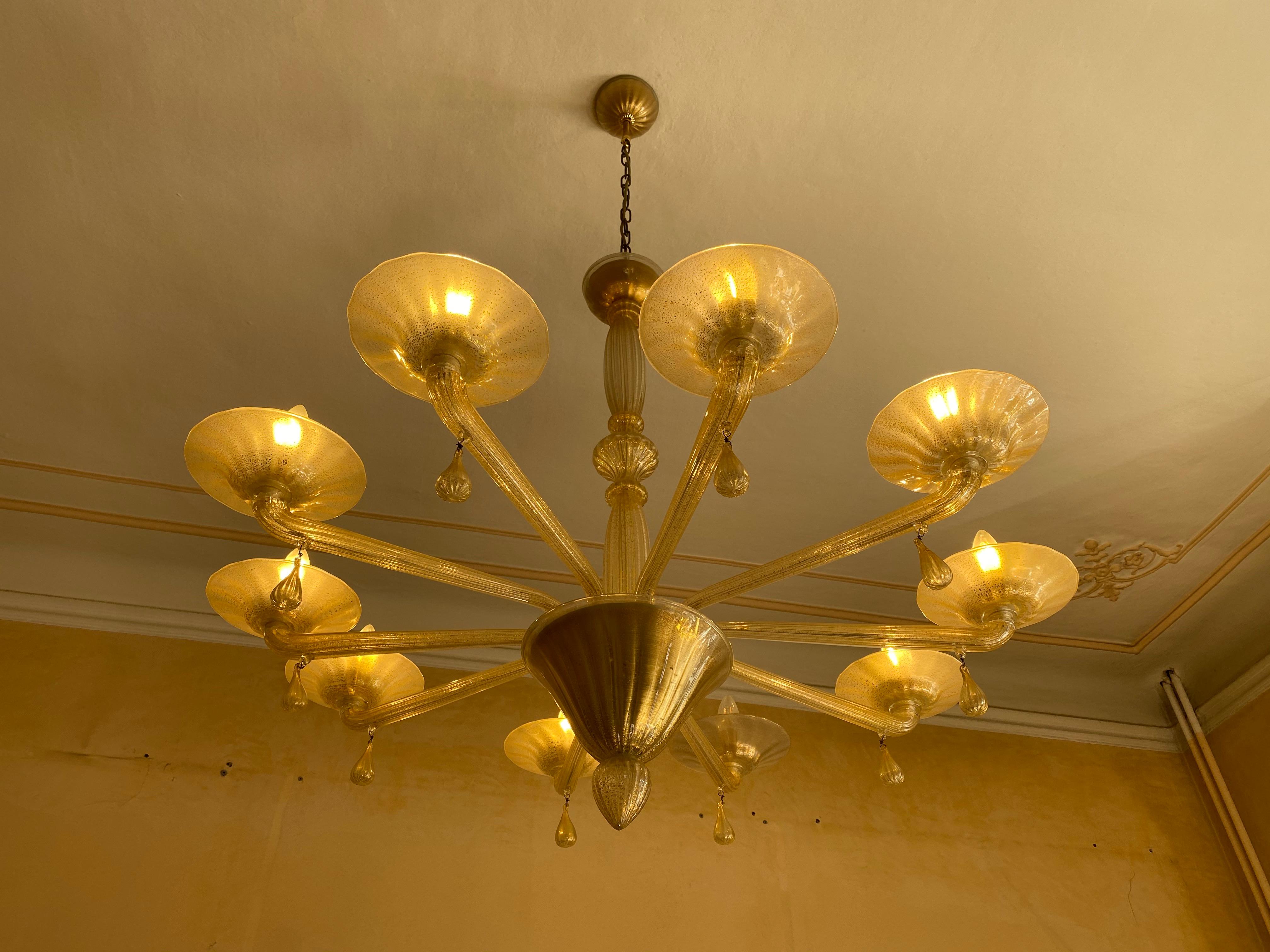 Trio Art Deco Chandeliers by Seguso, Murano In Excellent Condition In Budapest, HU