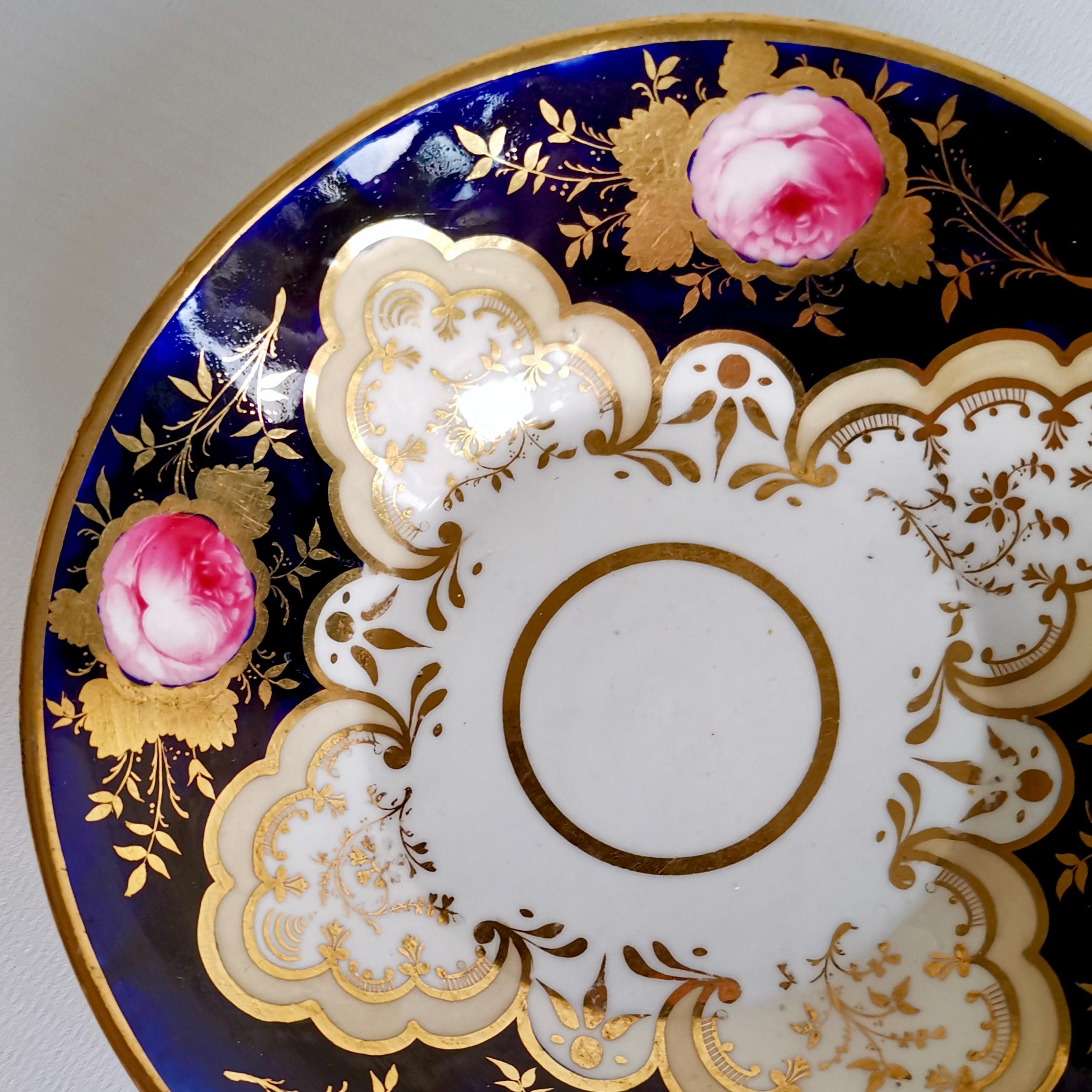 Trio Attributed to Rathbone, Cobalt Blue and Roses, Regency, circa 1820 1