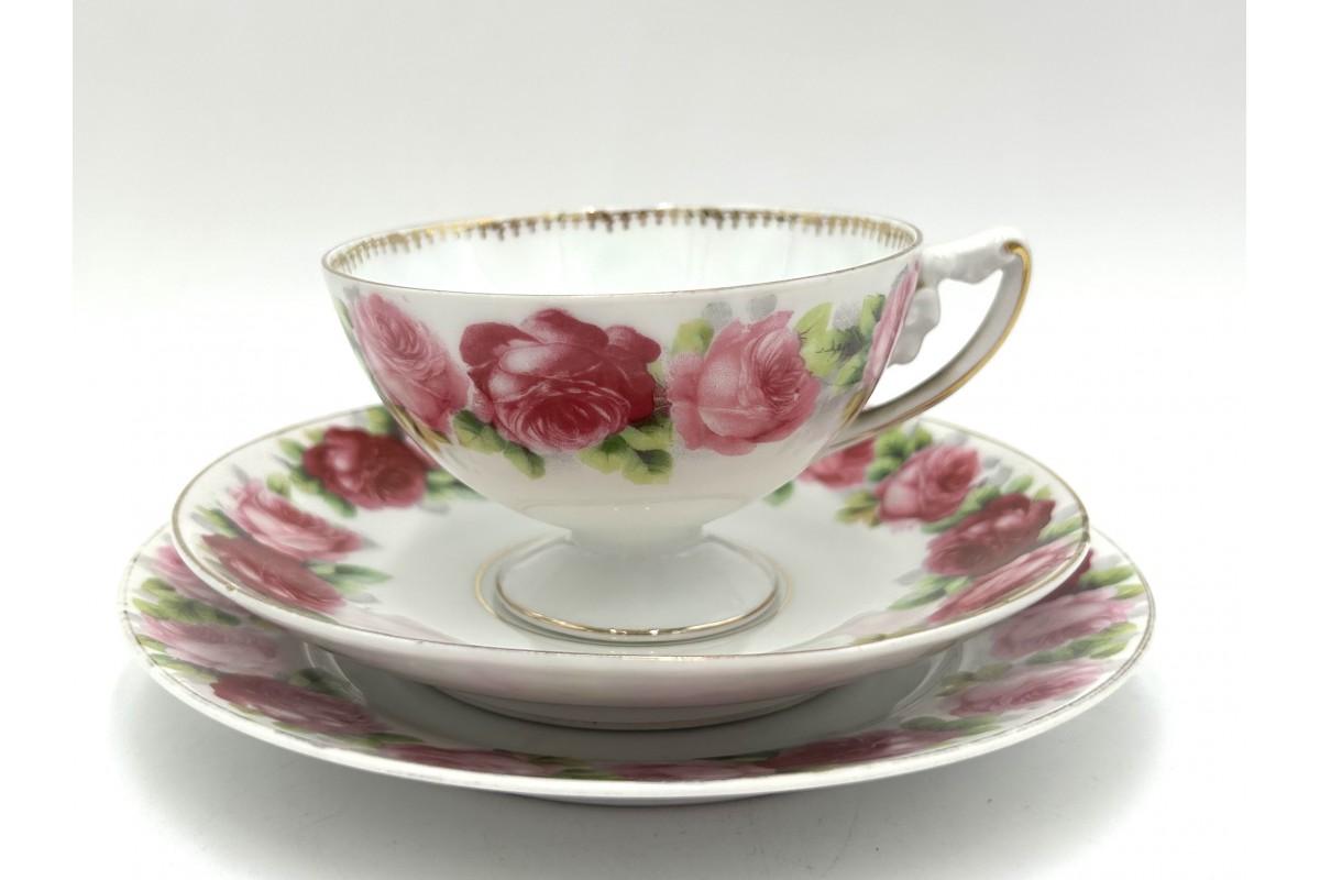 German Trio breakfast set, Rosenthal Empire, Chrysantheme Cacilie, 1898-1904