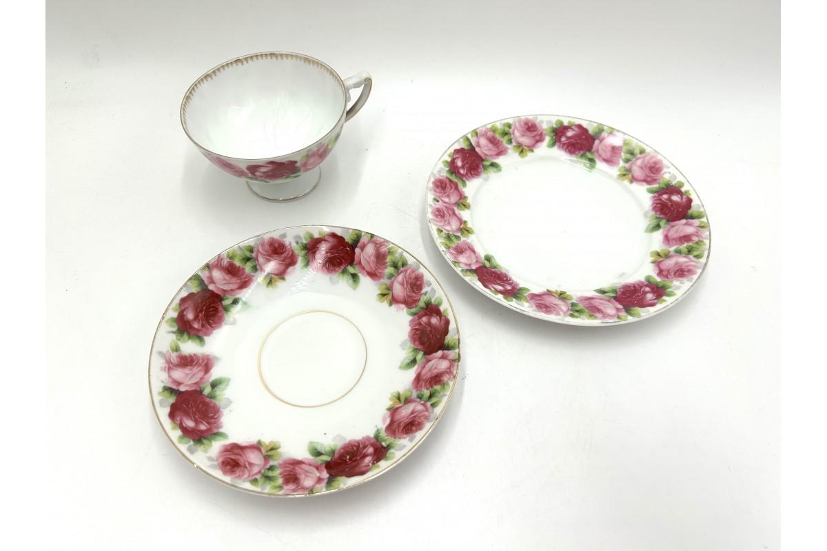 Trio breakfast set, Rosenthal Empire, Chrysantheme Cacilie, 1898-1904 In Good Condition In Chorzów, PL