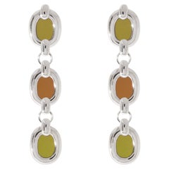 Trio di orecchini a lobo in argento 925 e pietre d'ambra e d'olivo di CLED