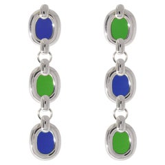 Trio de boucles d'oreilles en argent 925 et pierres vertes et bleues par CLED