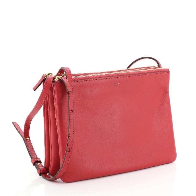 Red Trio Crossbody Bag Leather Large