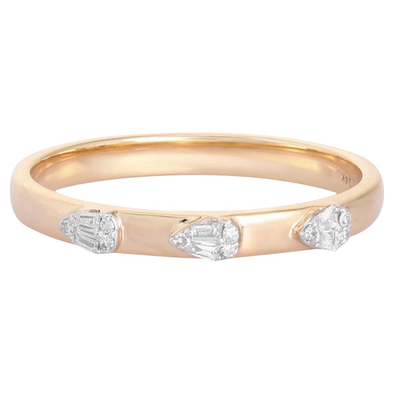 0.06ctw Baguette & Round Diamond 14K Yellow Gold Eternity Band Ring