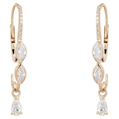 1.13ctw Fancy Diamond 14K Yellow Gold Drop Earrings