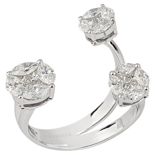 Trio Diamond Ring in 18K White Gold