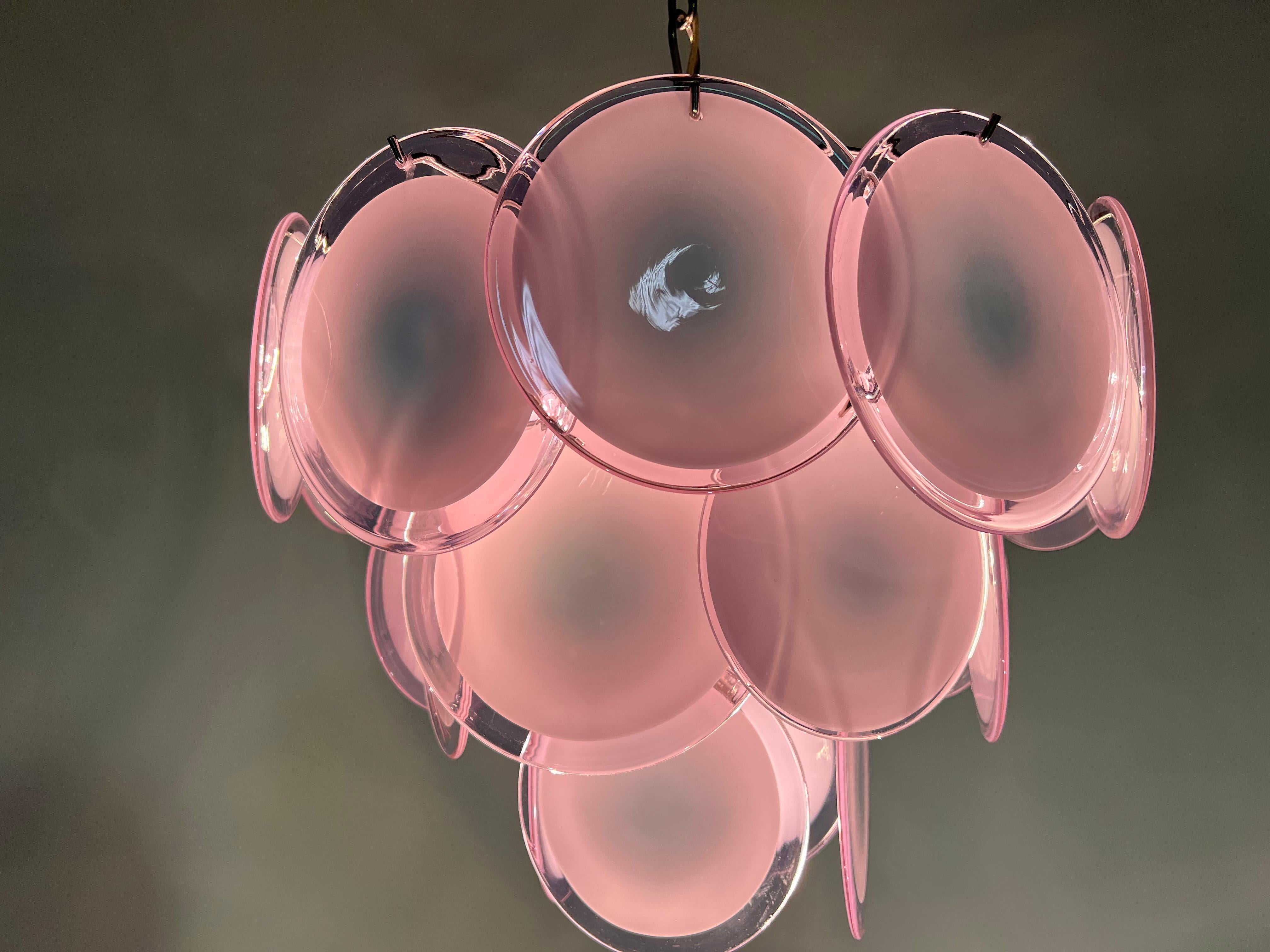 Fine XX secolo Trio di lampadari a disco in vetro di Murano di Vistosi in vendita