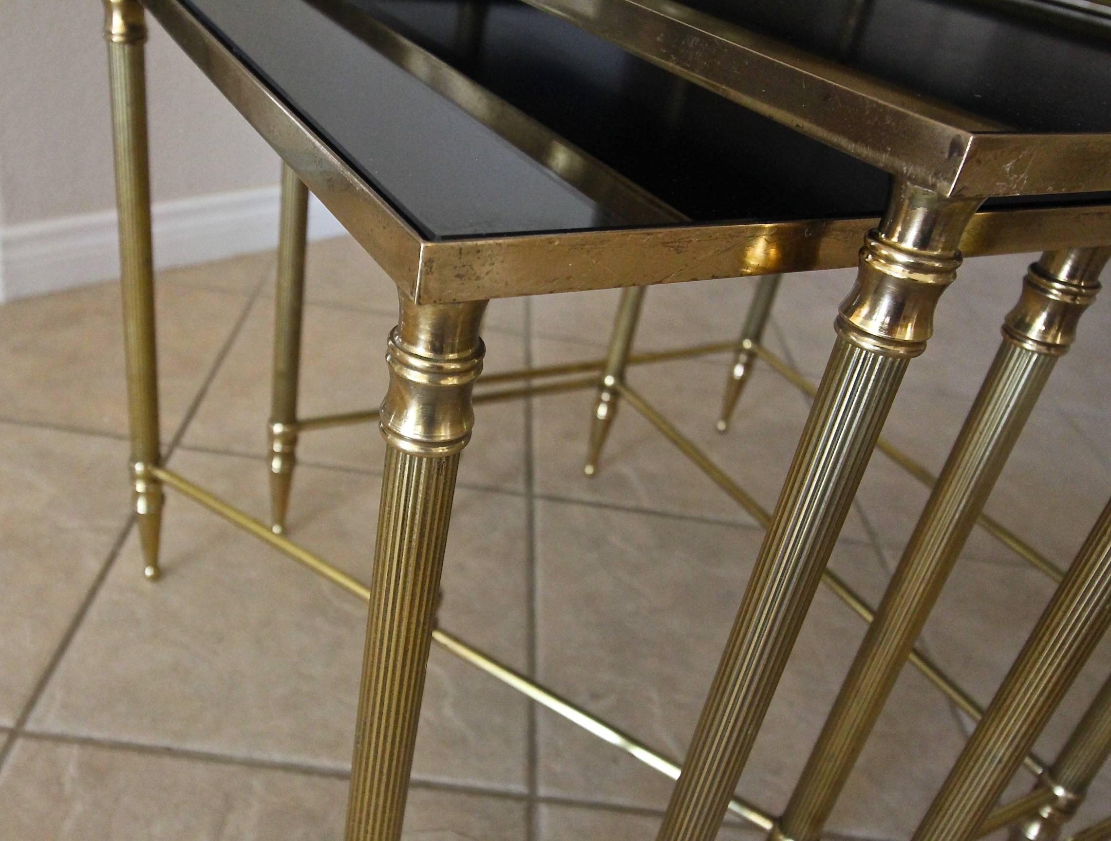 Trio French Bagues Style Brass Nesting Tables 7