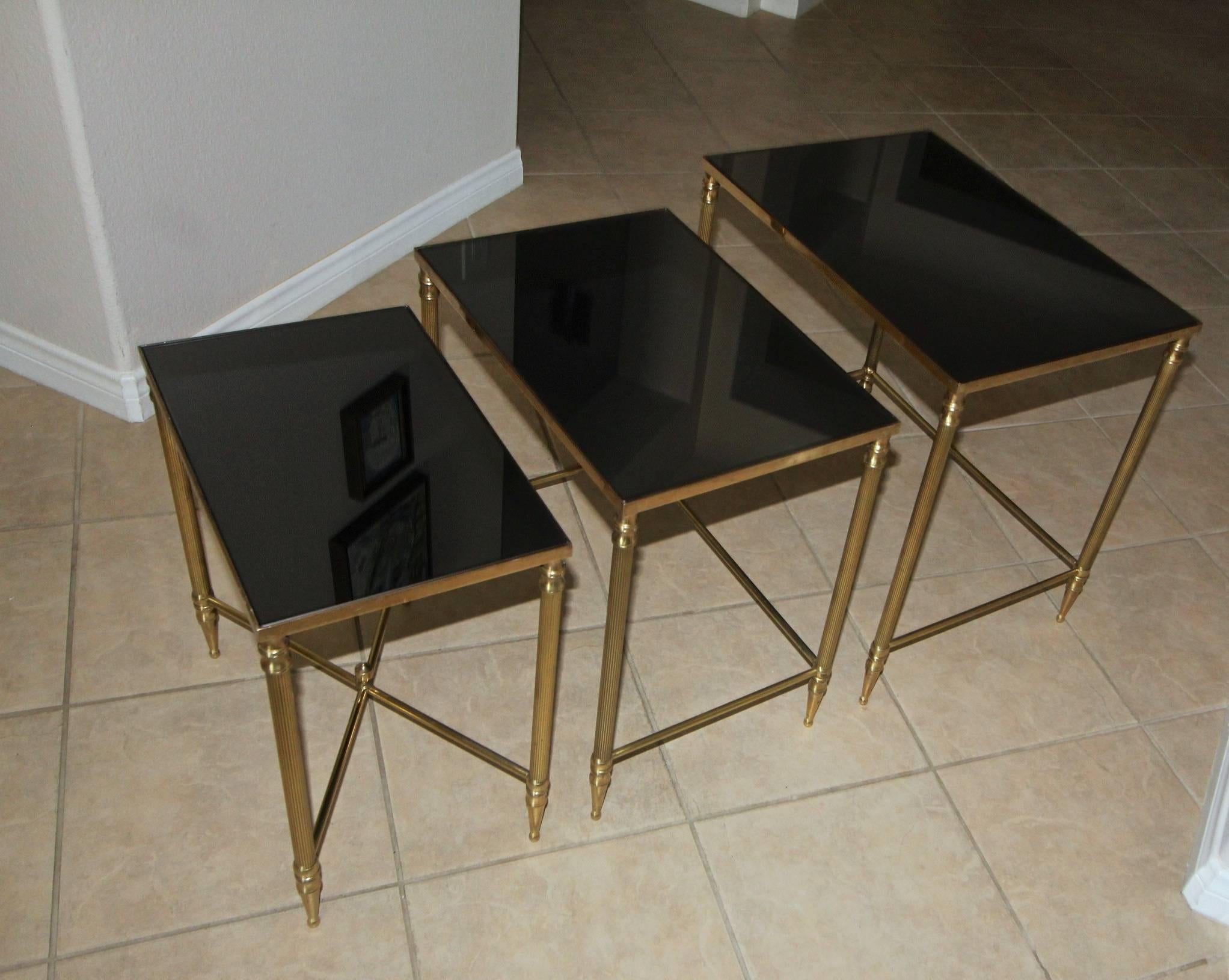 Trio French Bagues Style Brass Nesting Tables 8