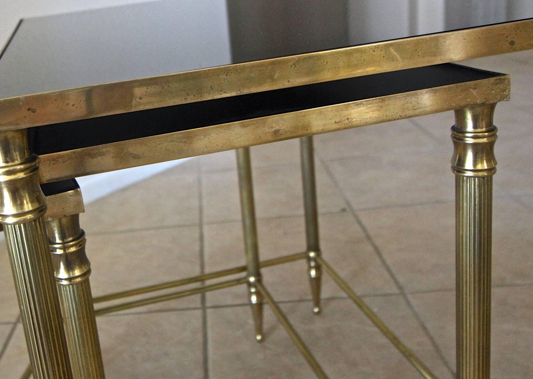 Trio French Bagues Style Brass Nesting Tables 10