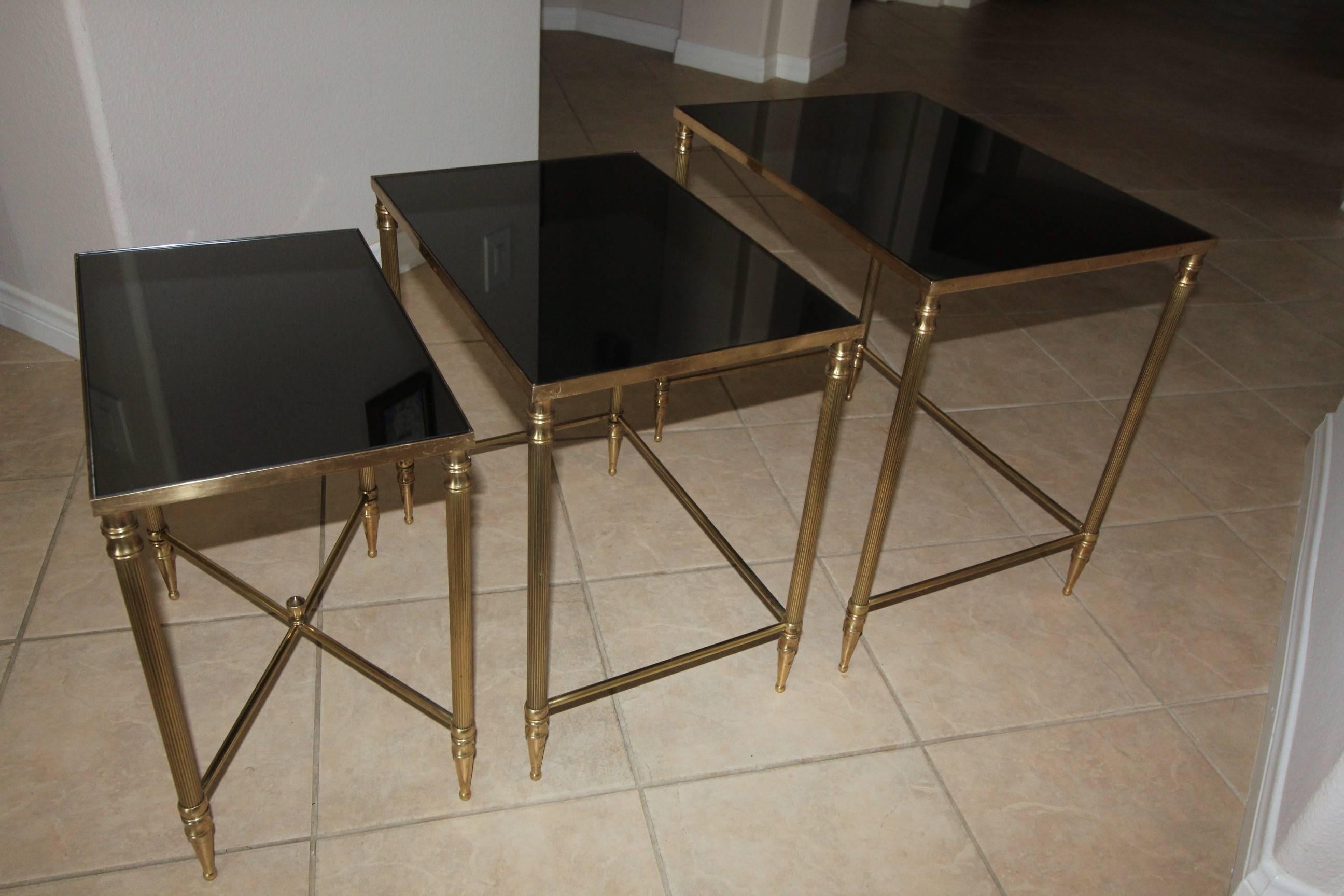 Trio French Bagues Style Brass Nesting Tables 4
