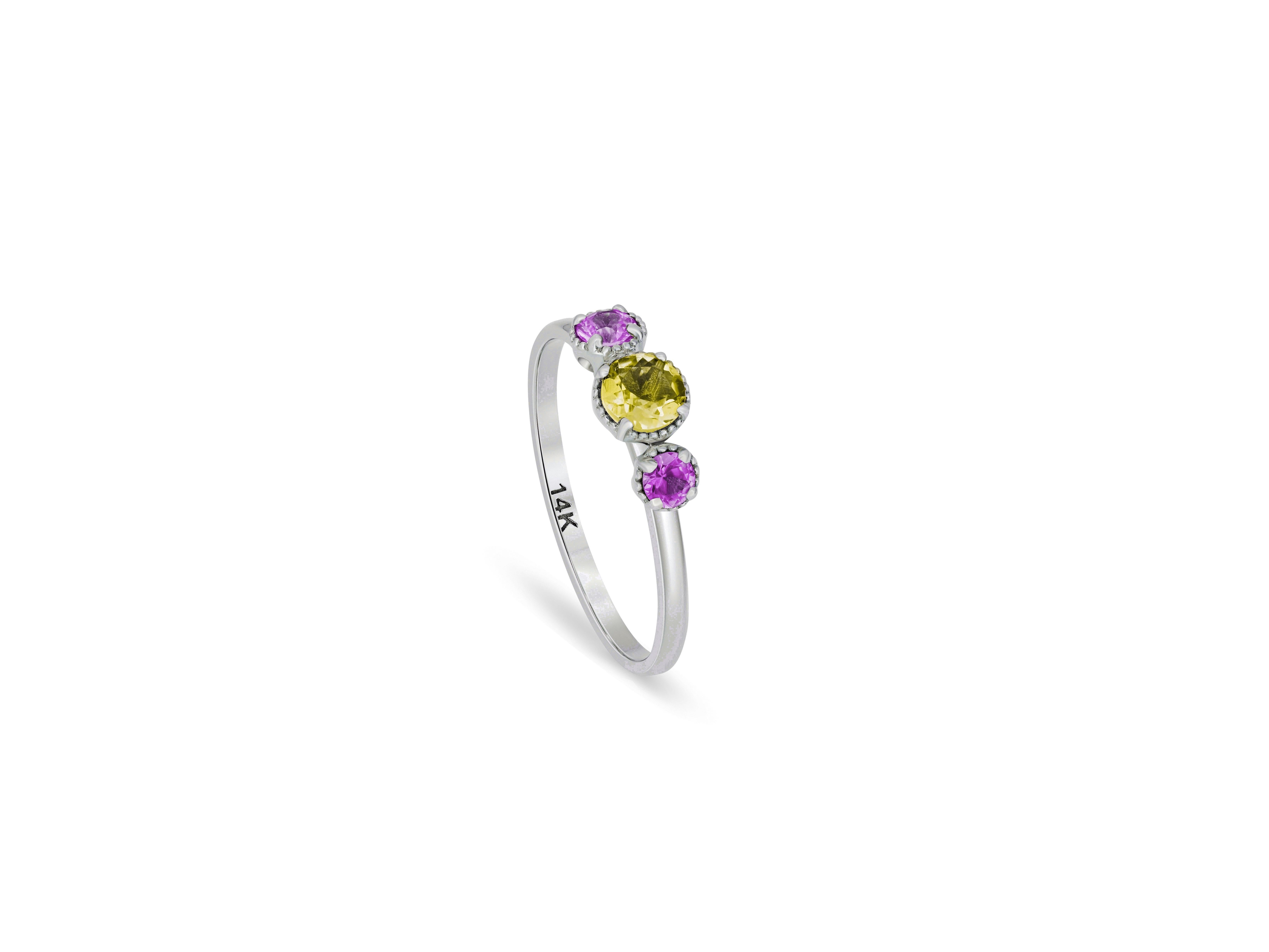 in vendita:  Anello Trio gemme in oro 14k 2