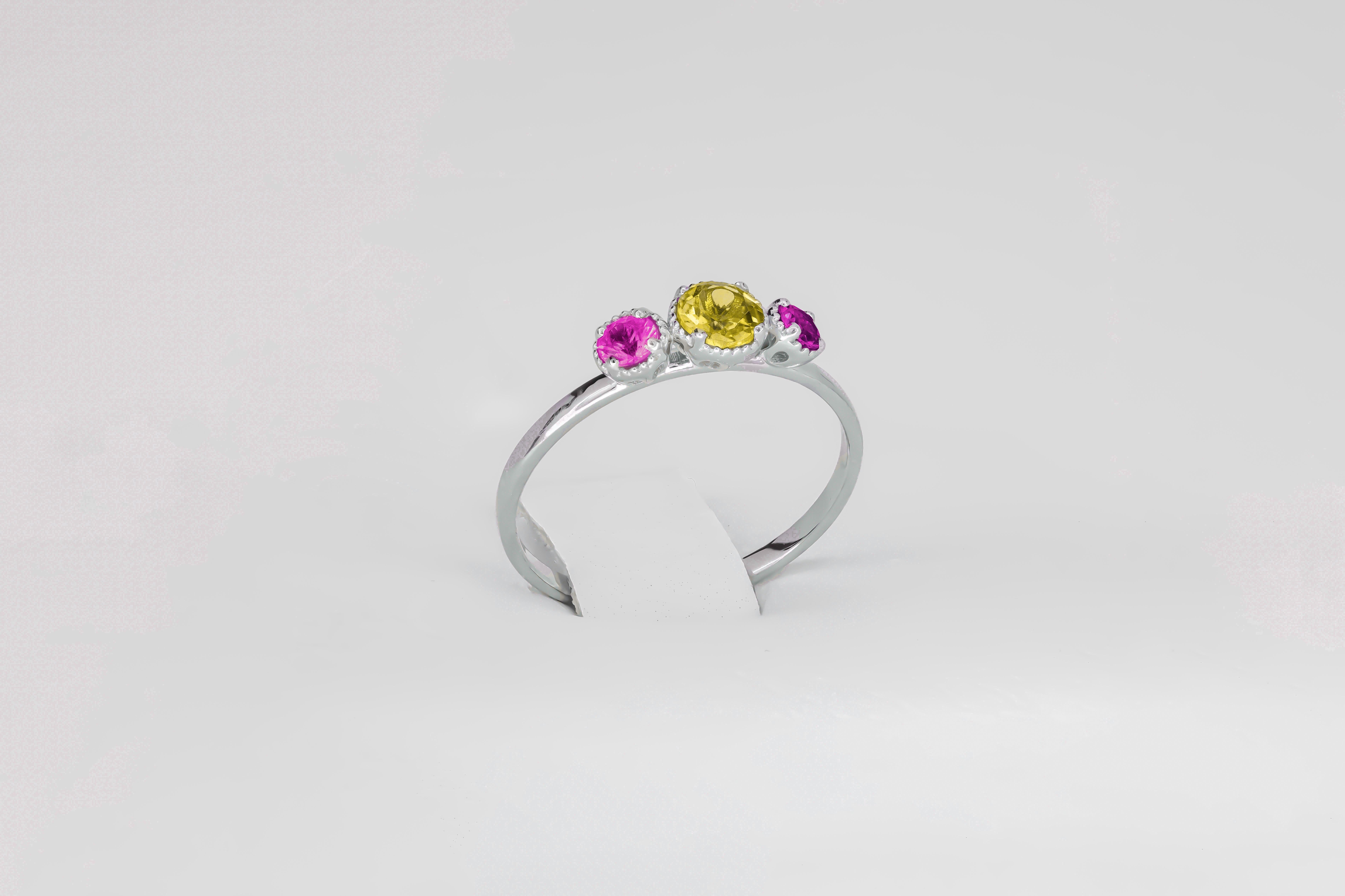 in vendita:  Anello Trio gemme in oro 14k 3