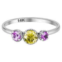 Trio Edelsteine 14k Gold Ring