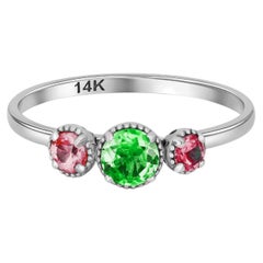 Trio Edelsteine 14k Gold Ring