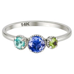 Trio gems 14k gold ring