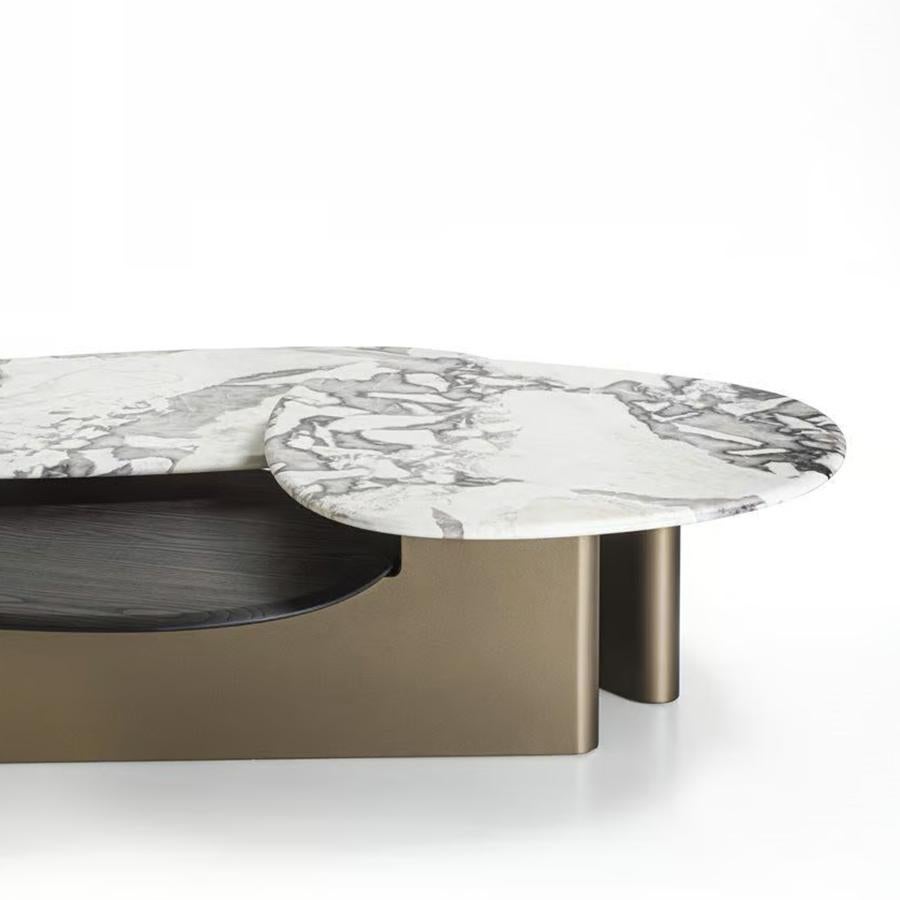 Trio Couchtisch aus Marmor und Wood im Zustand „Neu“ im Angebot in Paris, FR