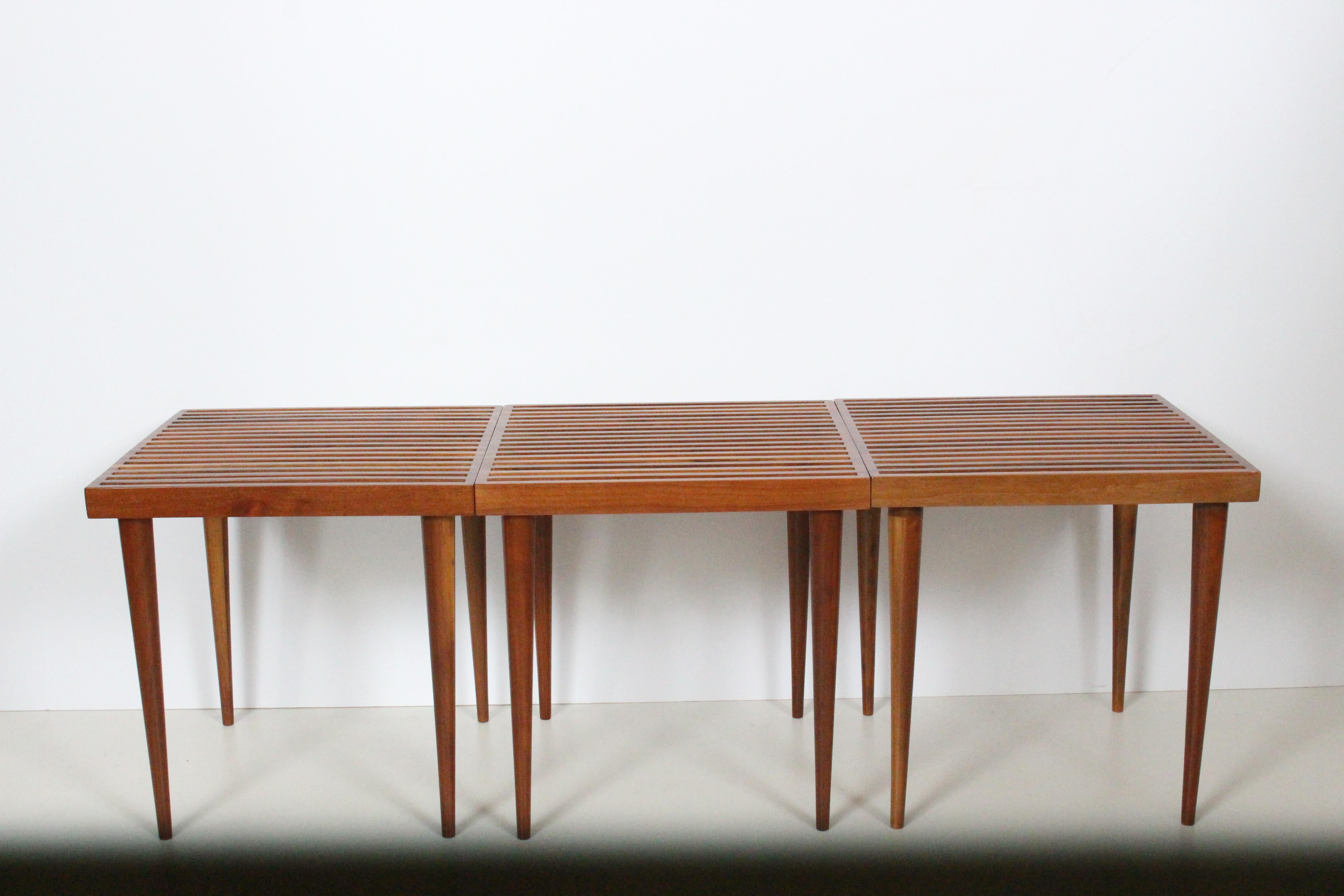 Mid-Century Modern Original Trio Mel Smilow Slat Stacking Tables, 1950's