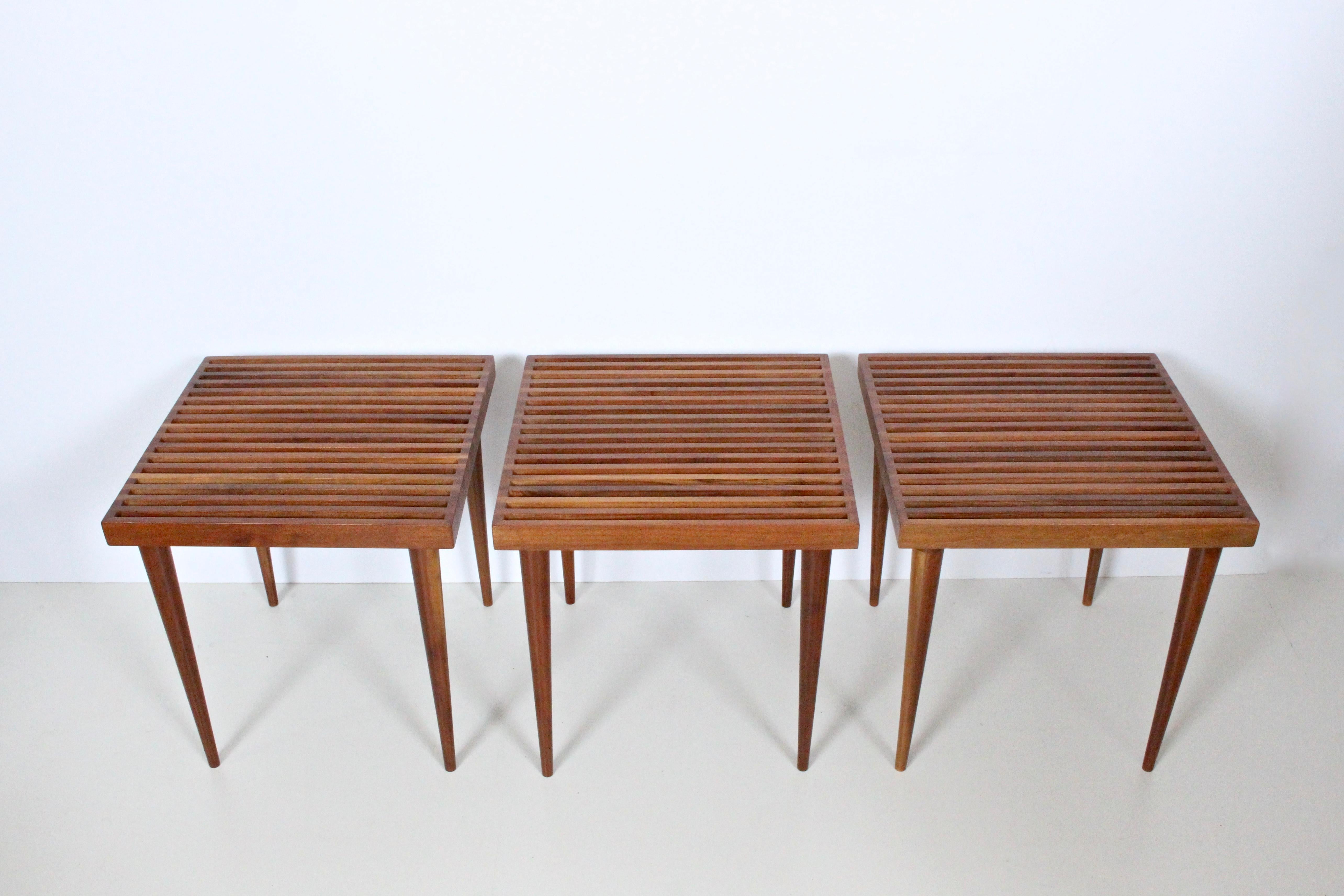 Original Trio Mel Smilow Slat Stacking Tables, 1950's In Good Condition In Bainbridge, NY