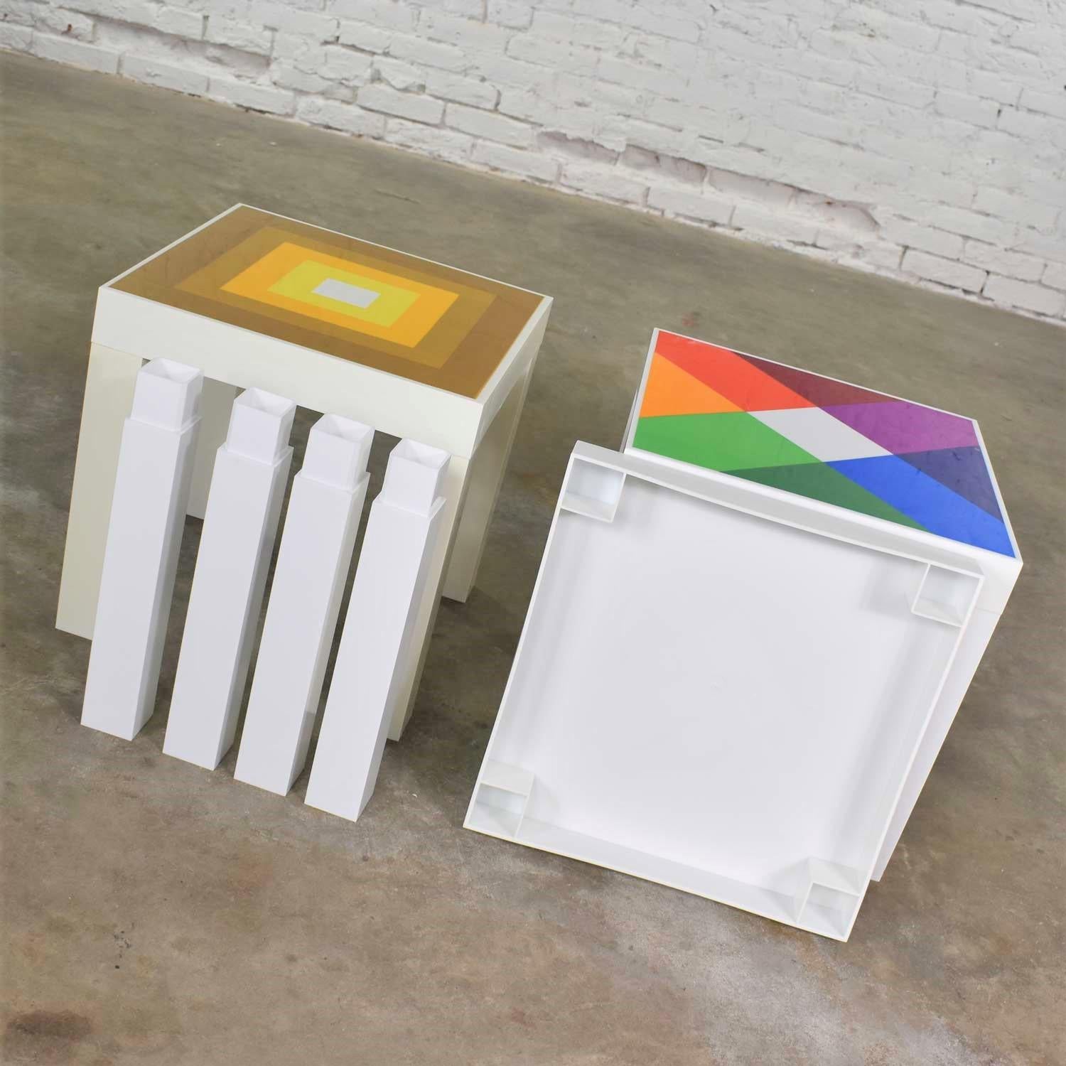 Trio Mod Pop Art Plastic Parsons Style Square Side Tables Style Kartell or Syroc For Sale 8