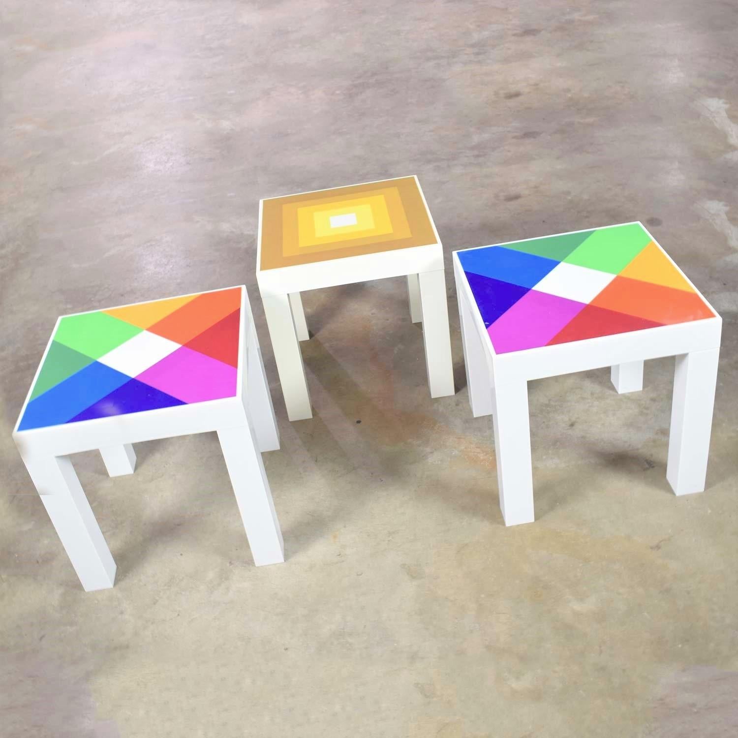 Moderne Trio de tables d'appoint carrées style Parsons en plastique Mod Pop Art Style Kartell ou Syroc en vente